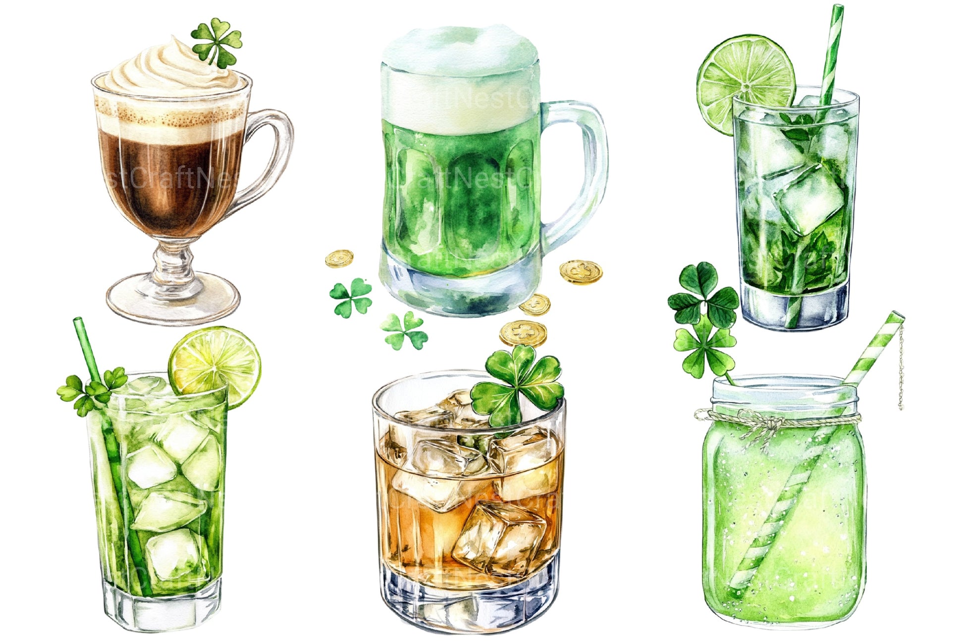 St Patrick's Day Drinks Clipart Bundle 3 - CraftNest - Digital Crafting and Art