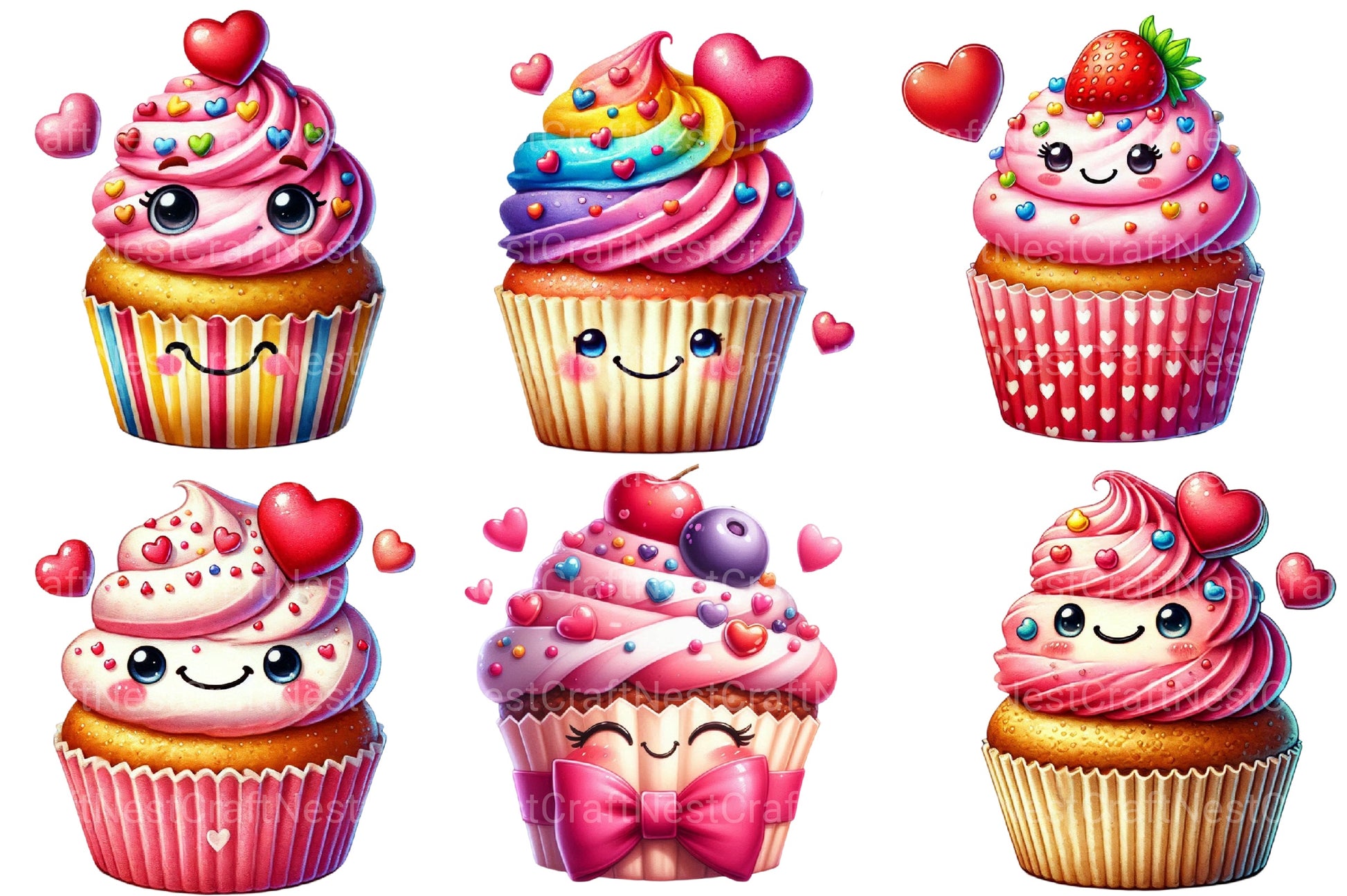 Valentine's Day Cupcakes Clipart Bundle 2 - CraftNest - Digital Crafting and Art