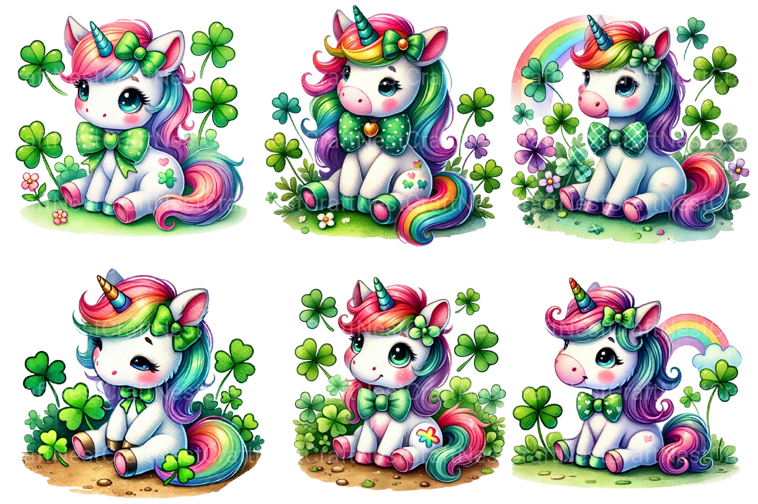 St Patrick's Day Cute Unicorn's Clipart Bundle - CraftNest - Digital Crafting and Art