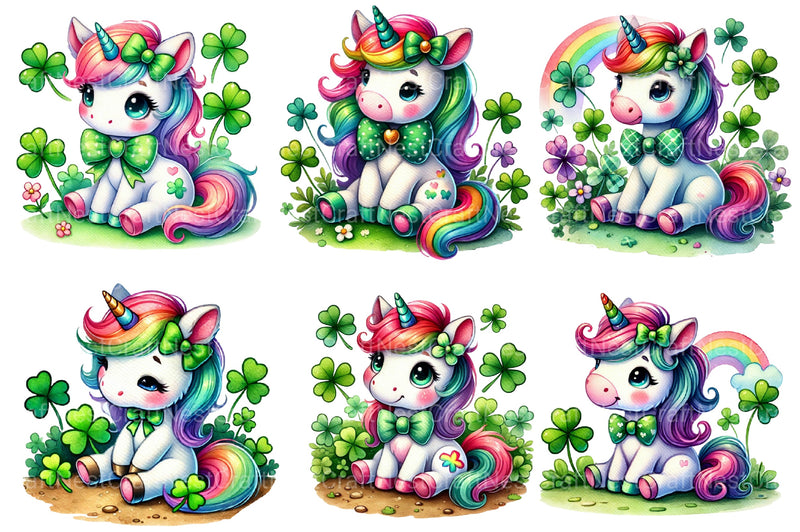 St Patrick's Day Cute Unicorn's Clipart Bundle - CraftNest - Digital Crafting and Art