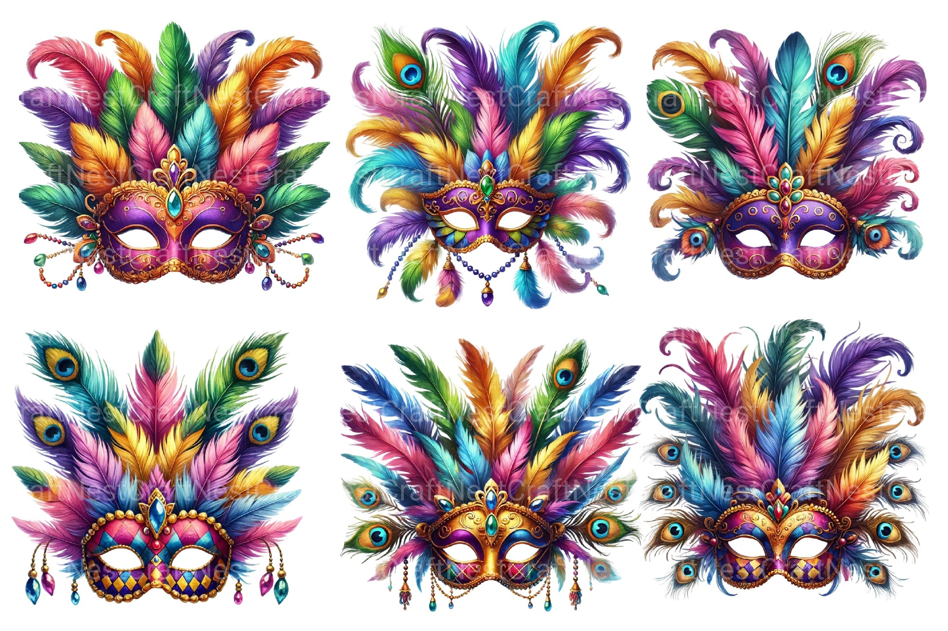 Mardi Gras Mask Clipart Bundle - CraftNest - Digital Crafting and Art
