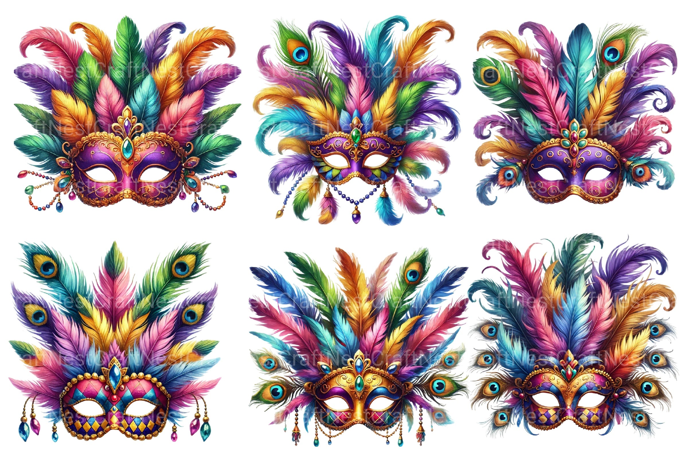 Mardi Gras Mask Clipart Bundle - CraftNest - Digital Crafting and Art
