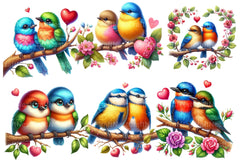 Valentine Colorful Birds Clipart Bundle - CraftNest - Digital Crafting and Art
