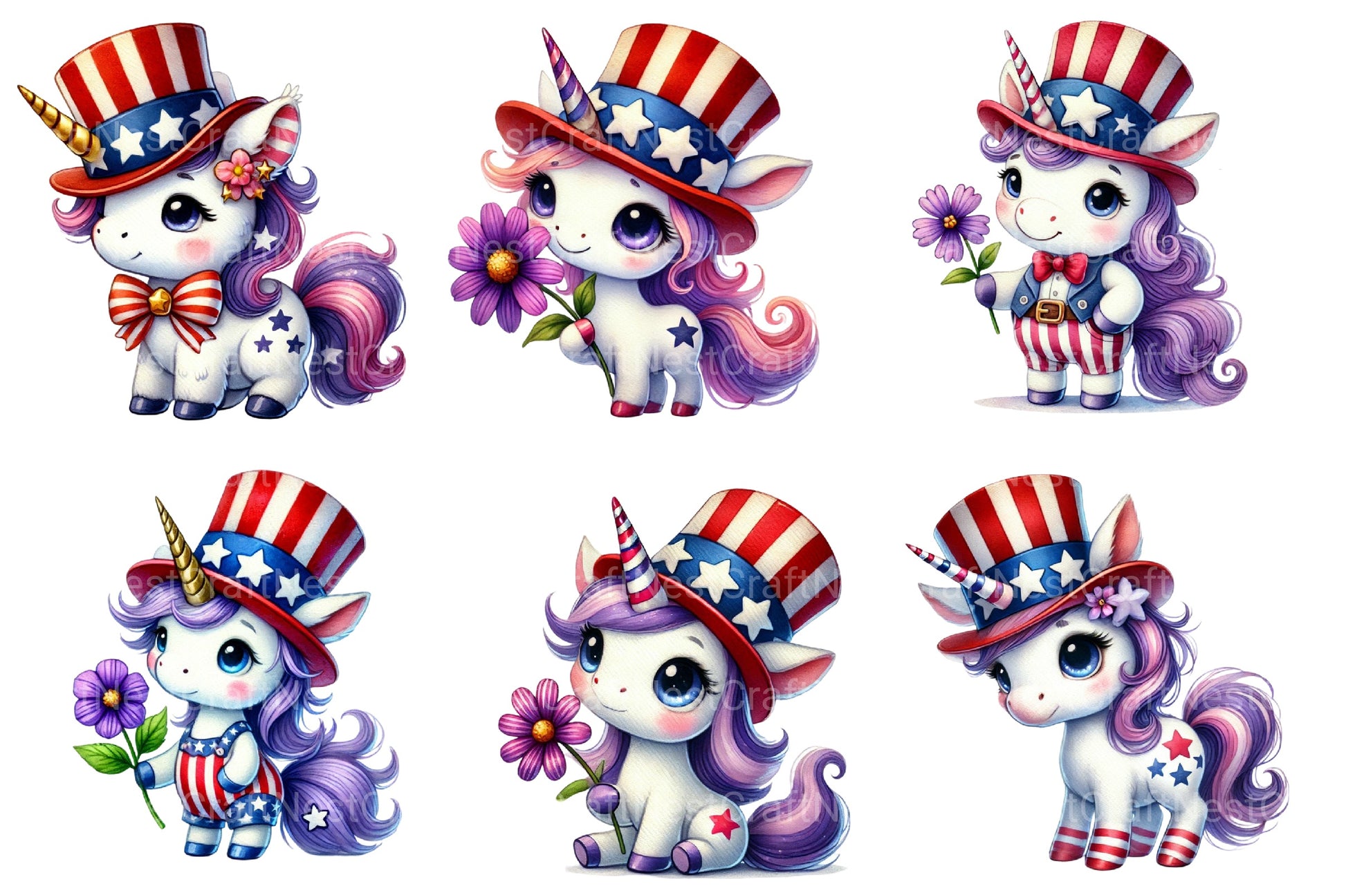 4th Of July Unicorn Clipart Bundle 2 - CraftNest - Digital Crafting and Art