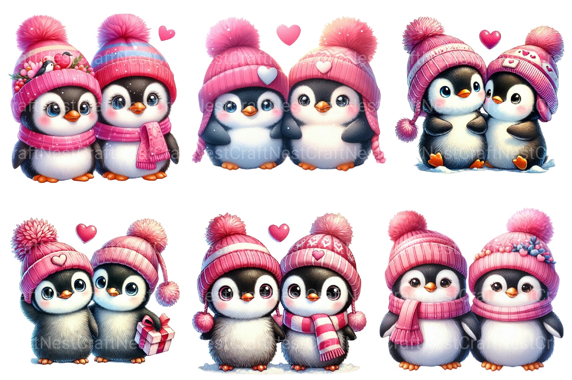 Valentine's Penguin Clipart Bundle - CraftNest - Digital Crafting and Art