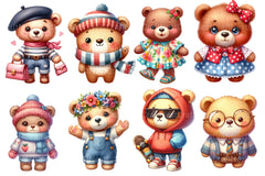 Cute Bear Fashion Clipart Bundle - CraftNest - Digital Crafting and Art