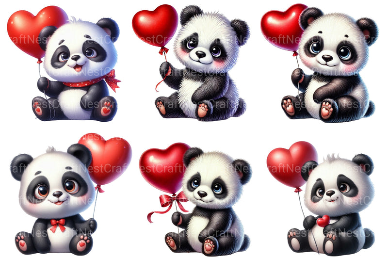 Valentine's Cute Panda Clipart Bundle - CraftNest - Digital Crafting and Art
