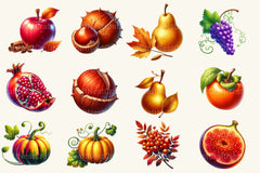 Autumn Fruits Clipart Bundle 3 - CraftNest - Digital Crafting and Art