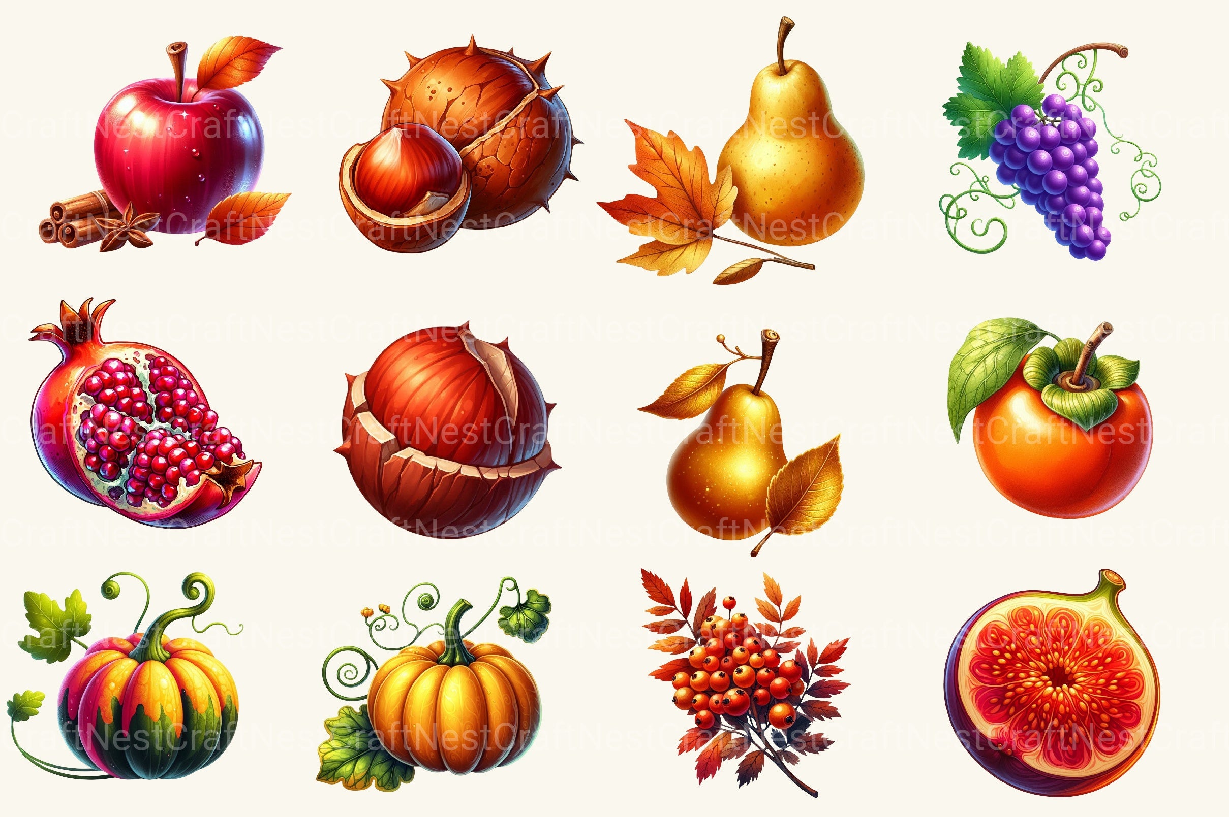 Autumn Fruits Clipart Bundle 3 - CraftNest - Digital Crafting and Art