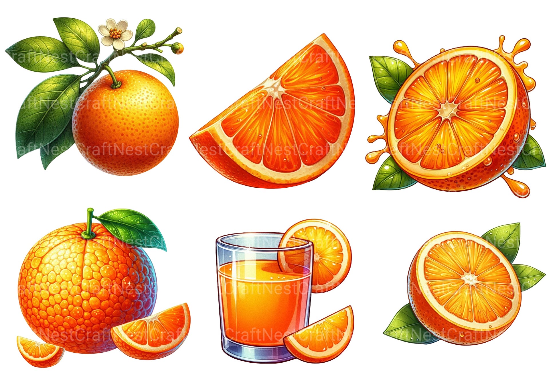 Orange Fruit Clipart Bundle - CraftNest - Digital Crafting and Art