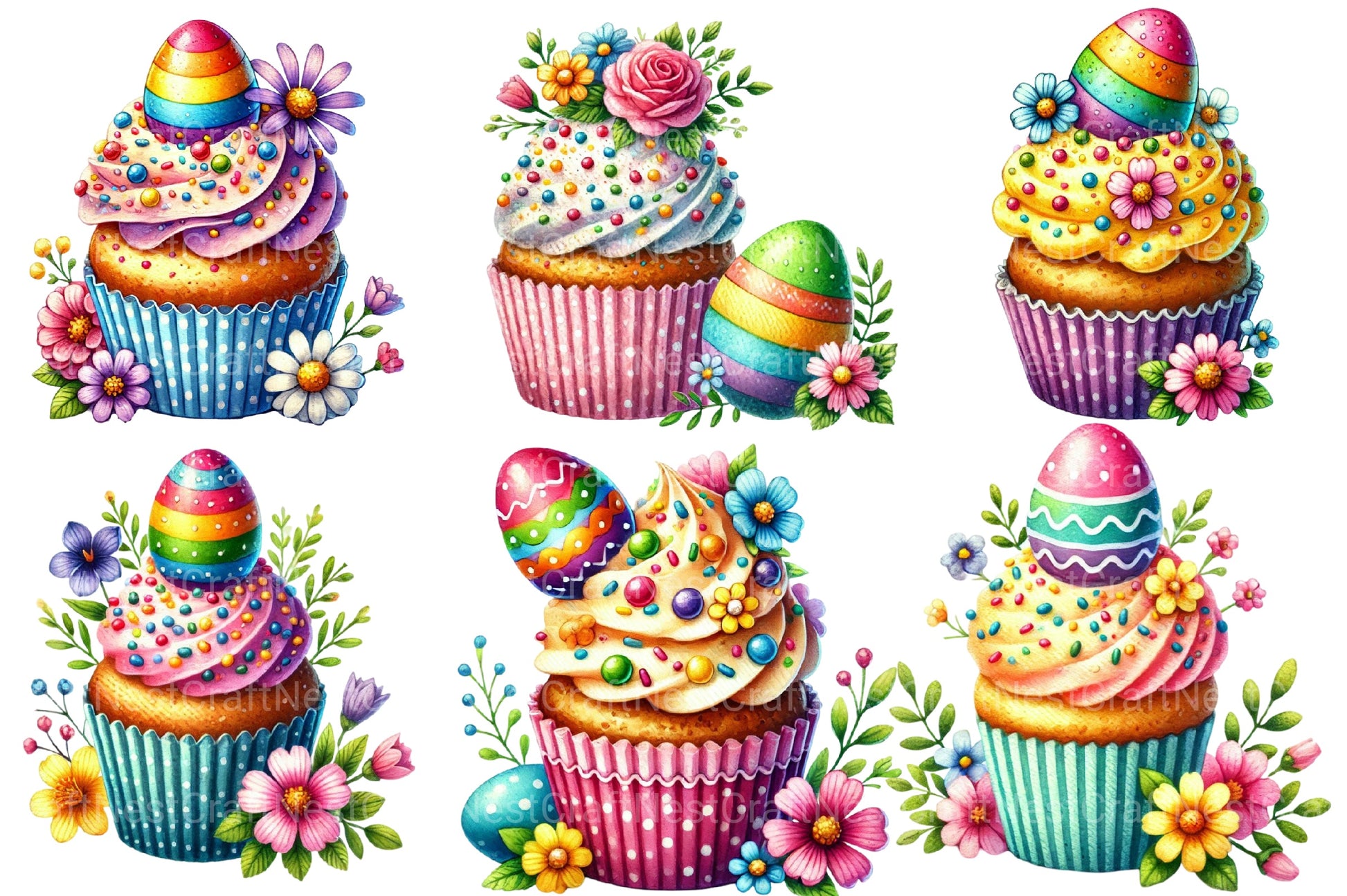 Easter Cupcake Clipart Bundle 2 - CraftNest - Digital Crafting and Art