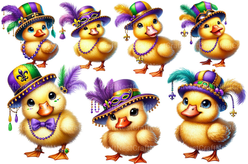 Mardi Gras Cute Duck Clipart Bundle - CraftNest - Digital Crafting and Art