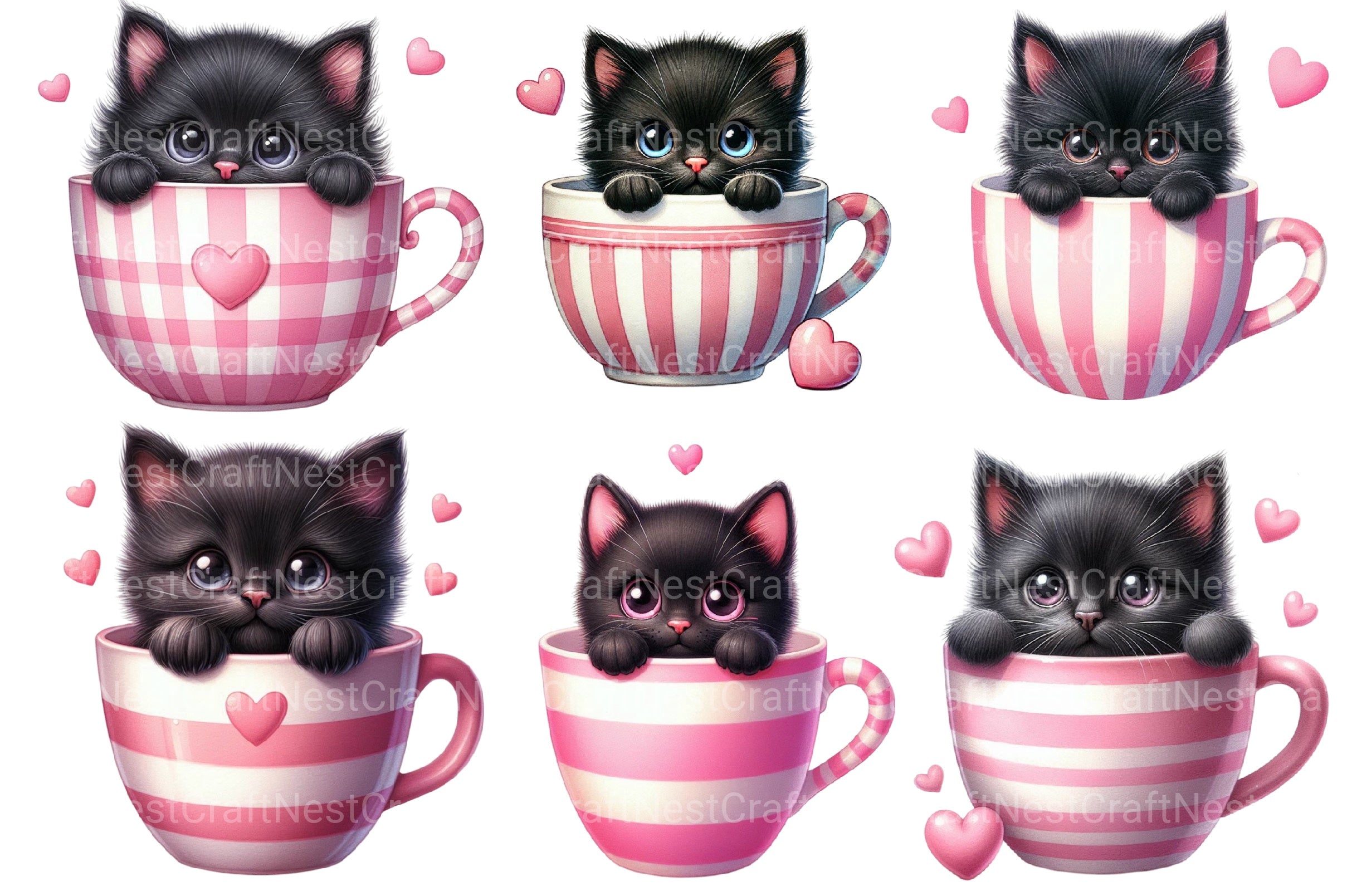 Valentine's Black Cat Clipart Bundle 1 - CraftNest - Digital Crafting and Art