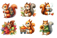 Autumn Squirrels Clipart Bundle - CraftNest - Digital Crafting and Art