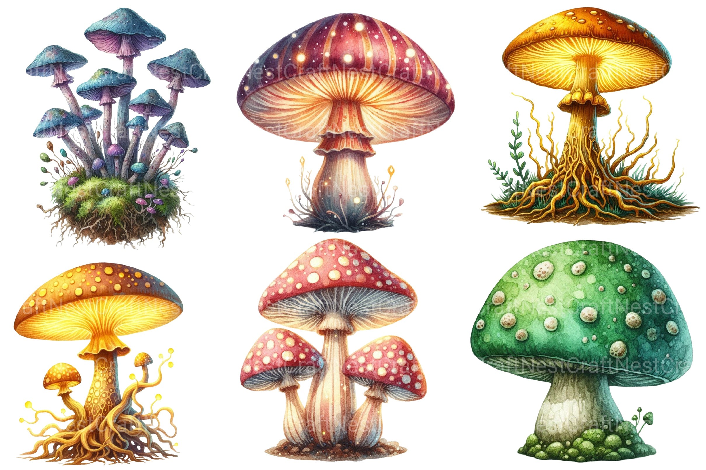 Vintage Magic Mushrooms Clipart Bundle - CraftNest - Digital Crafting and Art