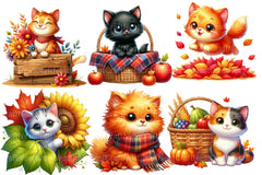 Autumn Cat Clipart Bundle 2 - CraftNest - Digital Crafting and Art