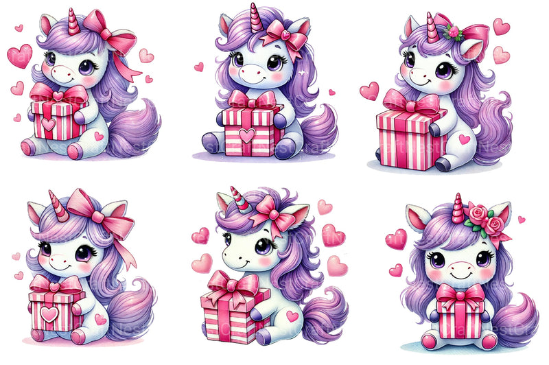 Cute Valentine's Day Unicorn Clipart Bundle 2 - CraftNest - Digital Crafting and Art