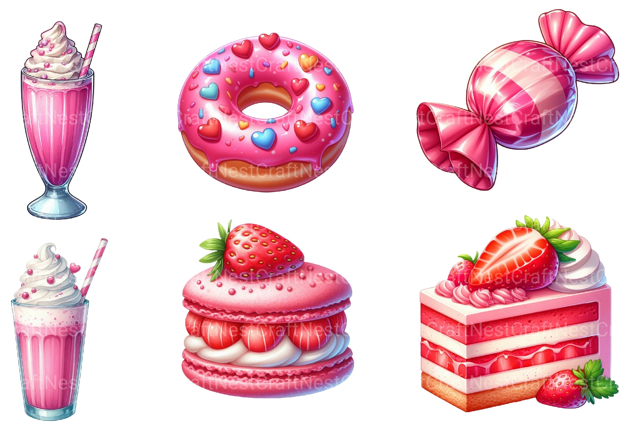 Pink Sweets Clipart Bundle - CraftNest - Digital Crafting and Art