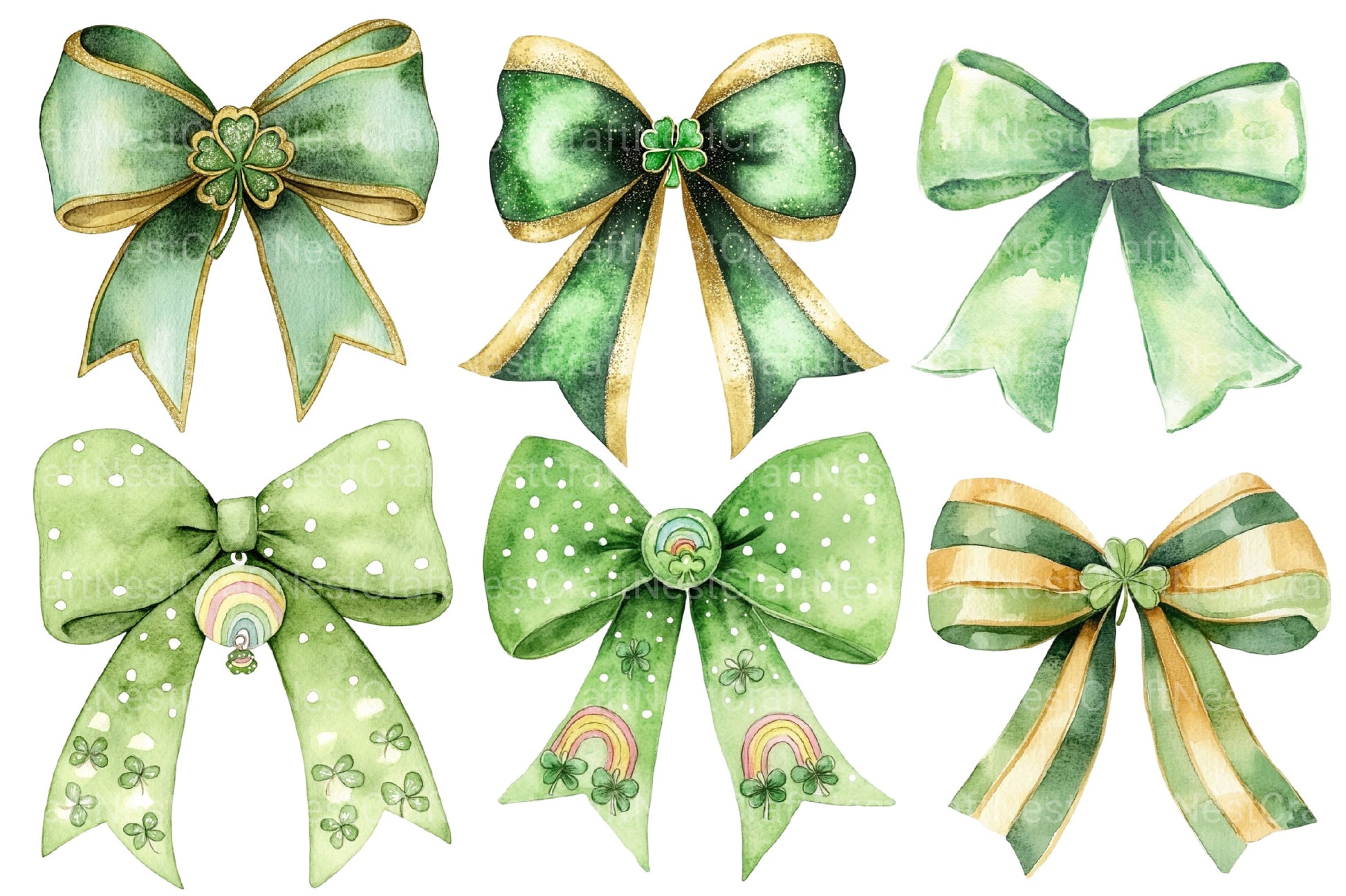 St Patrick's Day Bow Clipart Bundle 2 - CraftNest - Digital Crafting and Art