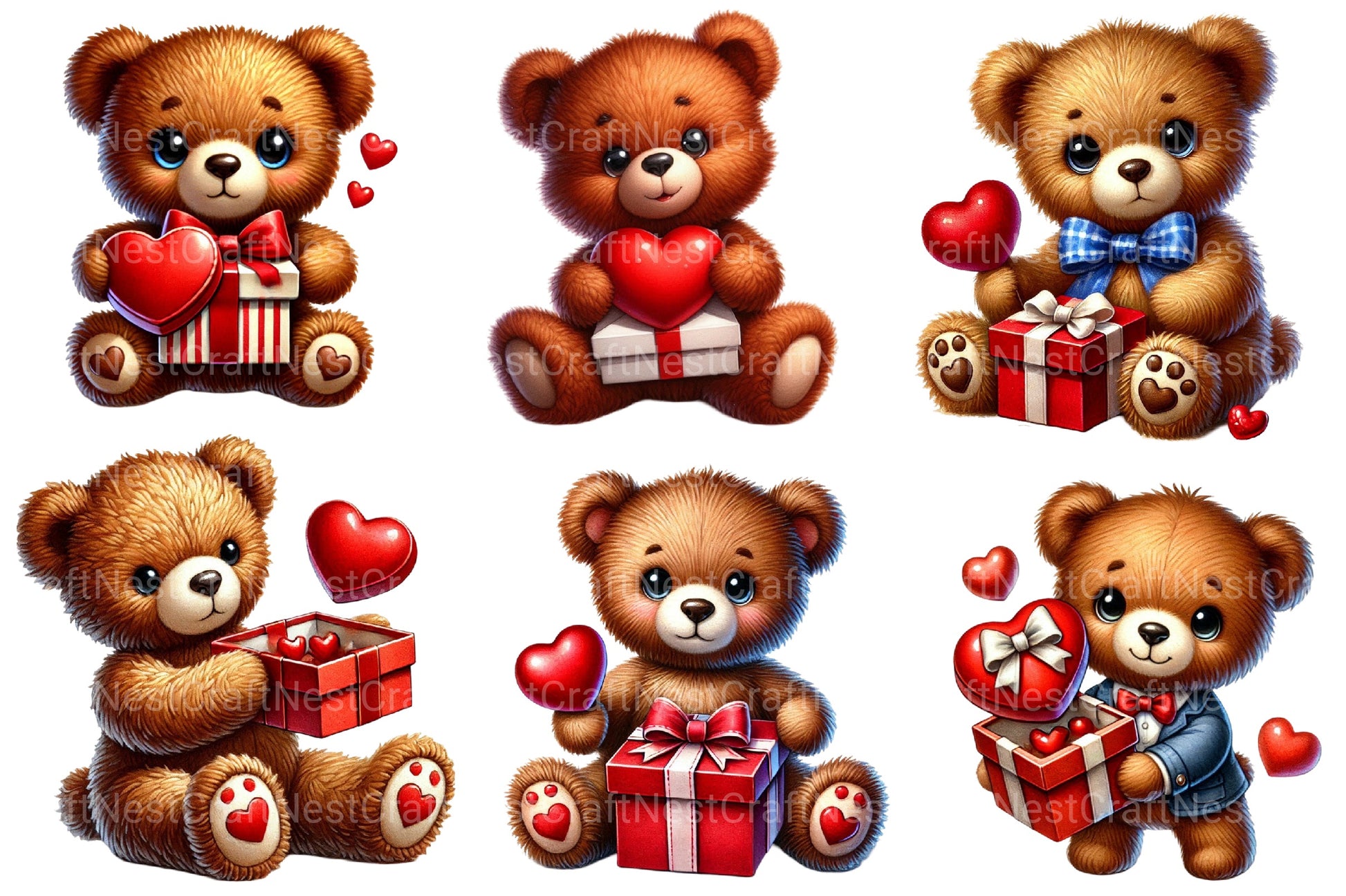 Valentines Teddy Bear Clipart Bundle - CraftNest - Digital Crafting and Art