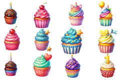 Birthday Cupcake Clipart Bundle - CraftNest - Digital Crafting and Art