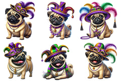 Mardi Gras Pug Dog Clipart Bundle - CraftNest - Digital Crafting and Art