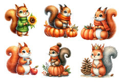 Autumn Squirrels Clipart Bundle - CraftNest - Digital Crafting and Art