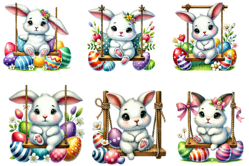 Cute Easter Bunny Swing Clipart Bundle - CraftNest - Digital Crafting and Art
