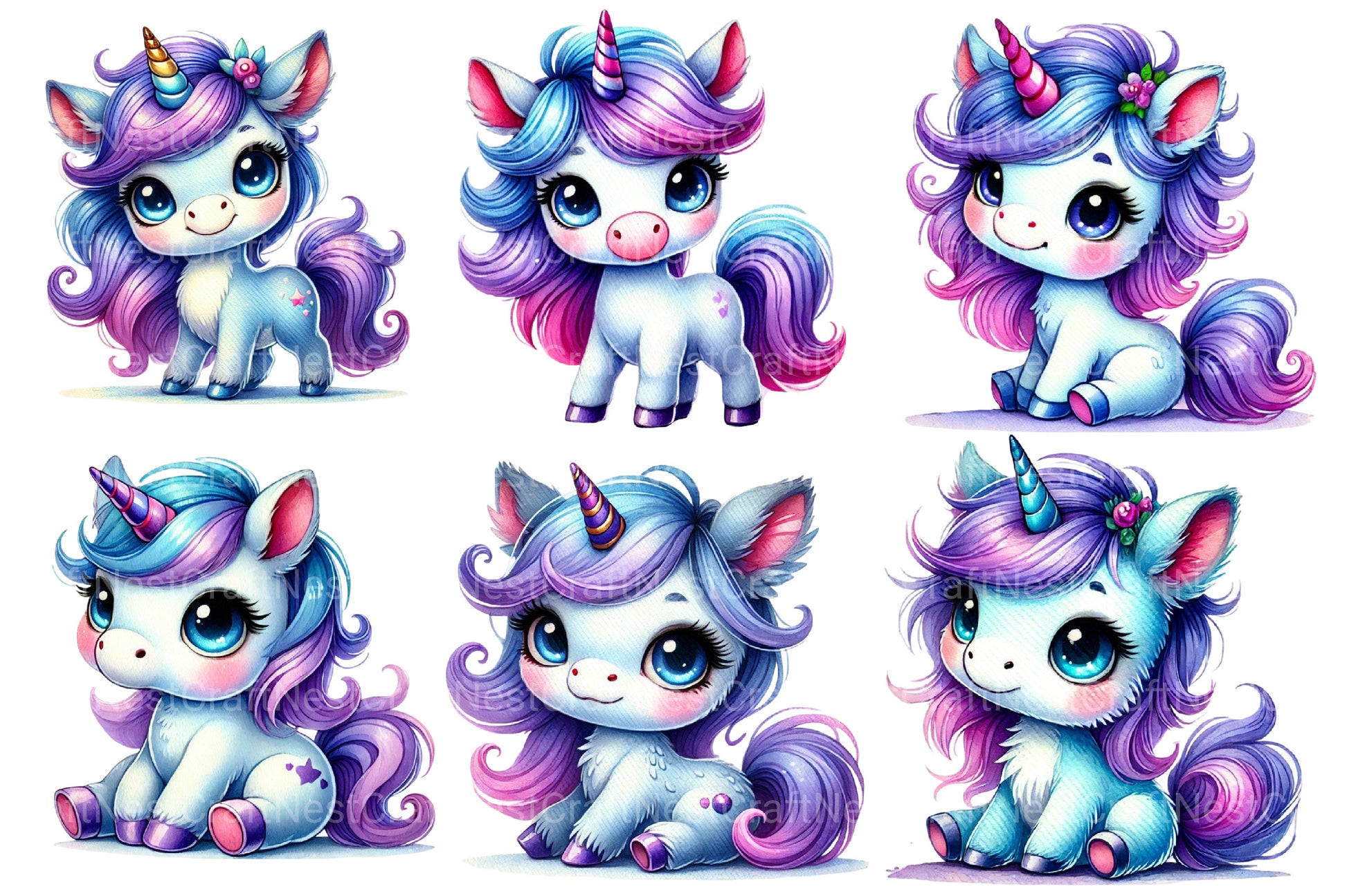 Unicorn Cute Unicorns Clipart Bundle 2 - CraftNest - Digital Crafting and Art