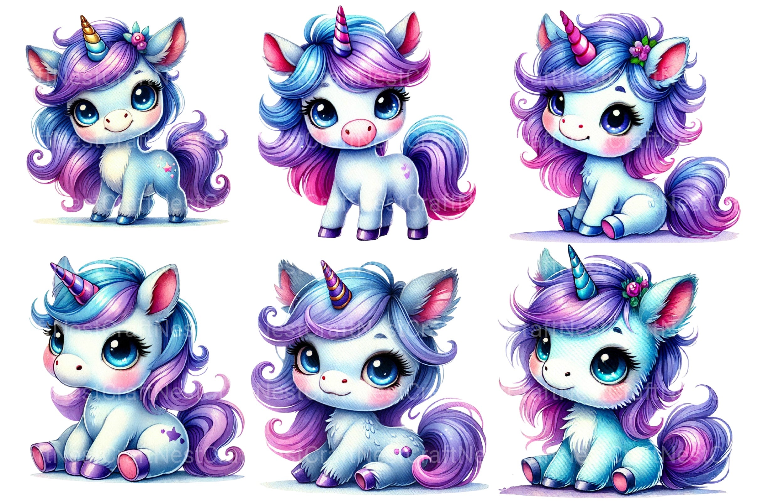 Unicorn Cute Unicorns Clipart Bundle 2 - CraftNest - Digital Crafting and Art