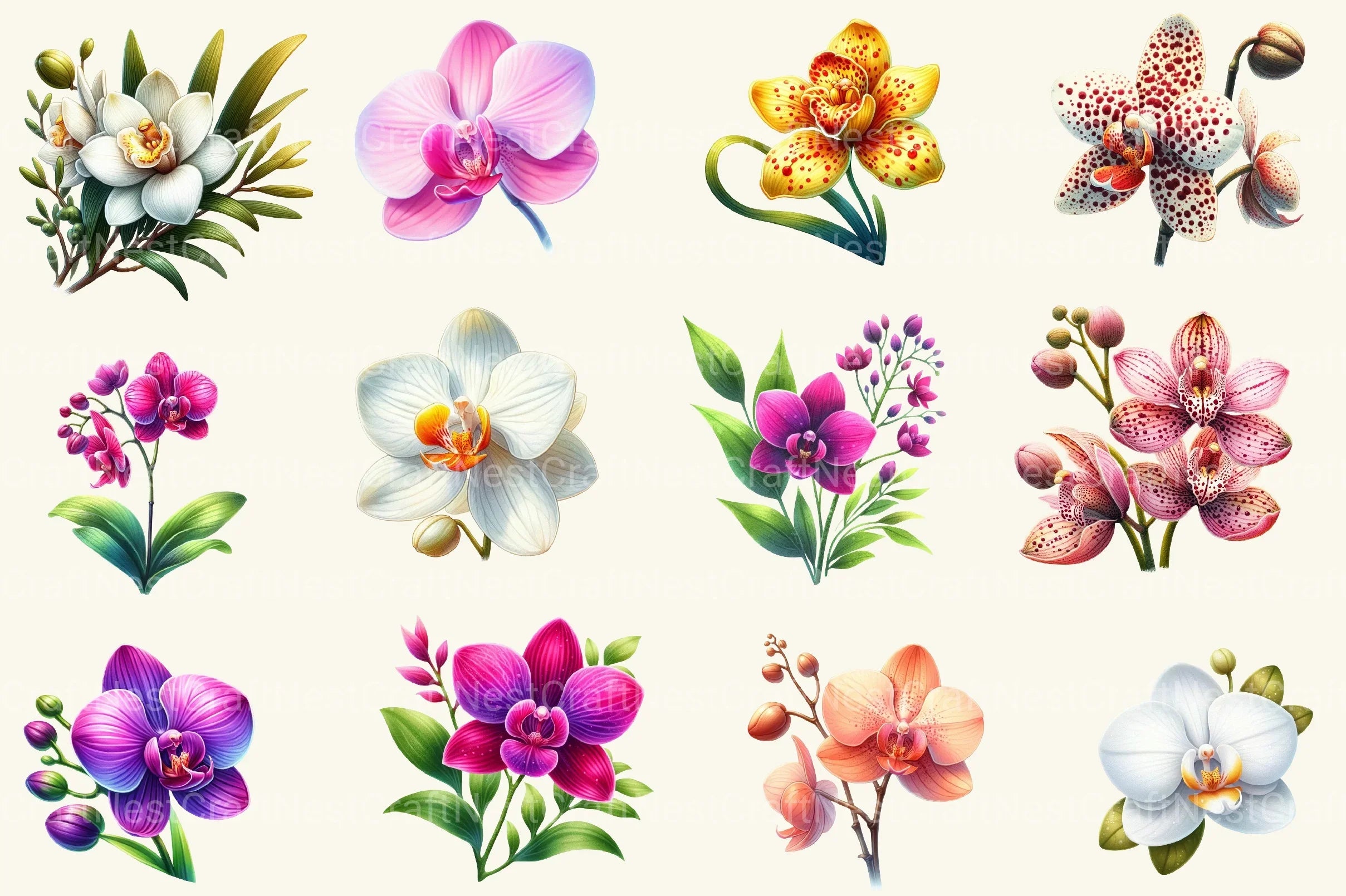 Orchid Clipart Bundle - CraftNest - Digital Crafting and Art