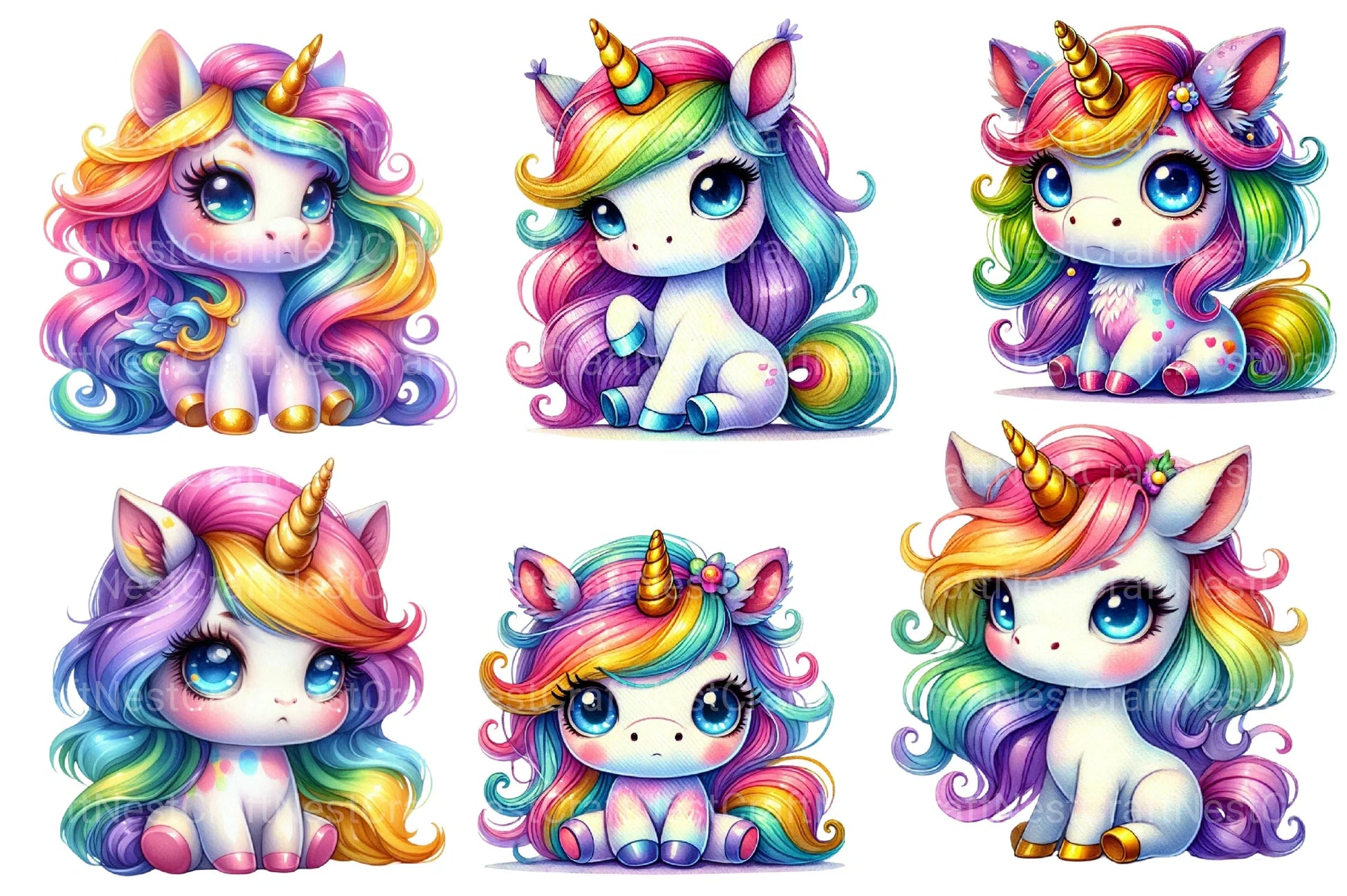 Cute Unicorn Clipart Bundle 8 - CraftNest - Digital Crafting and Art
