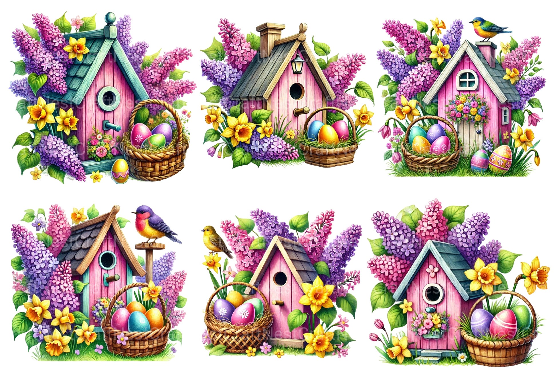 Easter Bird House Clipart Bundle 2 - CraftNest - Digital Crafting and Art