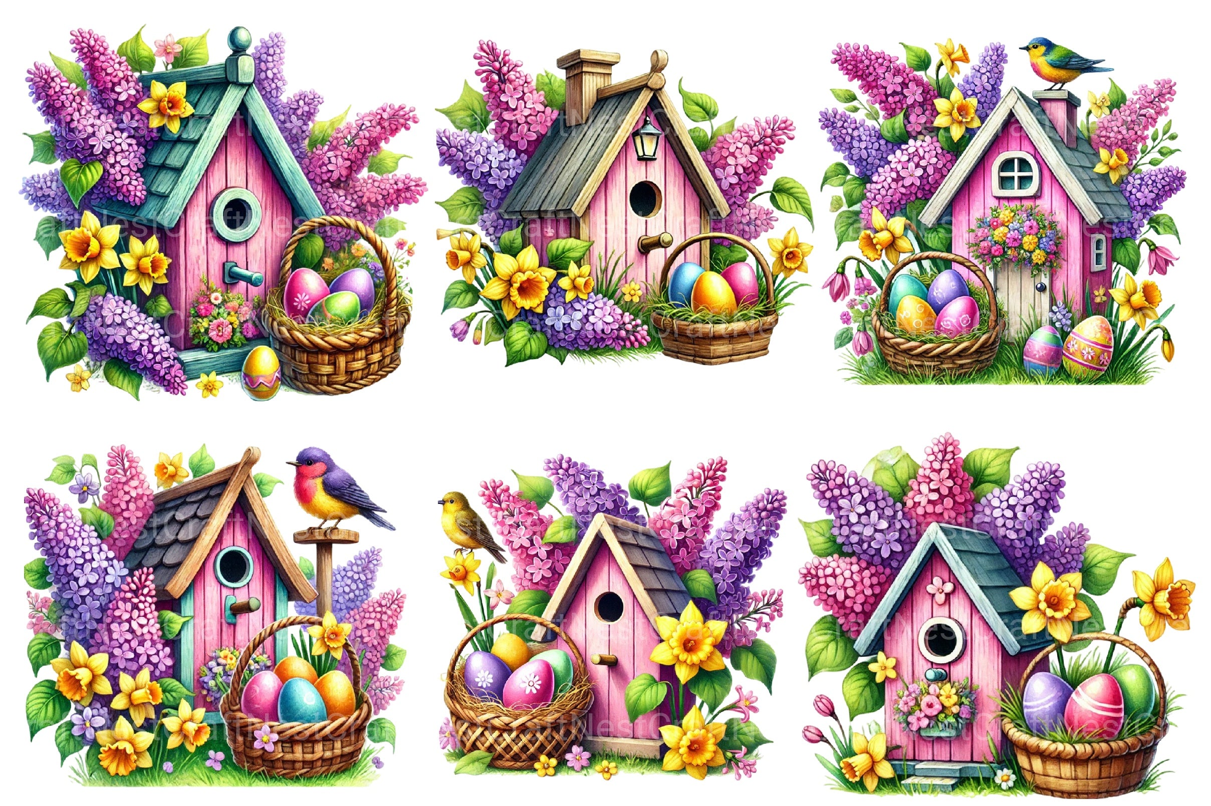 Easter Bird House Clipart Bundle 2 - CraftNest - Digital Crafting and Art