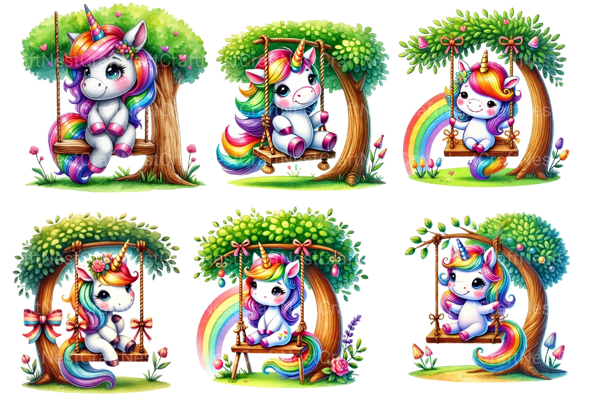 Swing Unicorn Clipart Bundle - CraftNest - Digital Crafting and Art