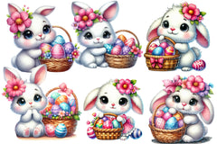 Cute Easter Bunny Easter Egg Clipart Bundle - CraftNest - Digital Crafting and Art