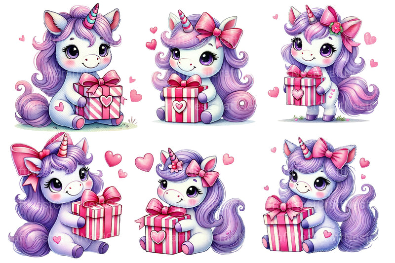 Cute Valentine's Day Unicorn Clipart Bundle 2 - CraftNest - Digital Crafting and Art