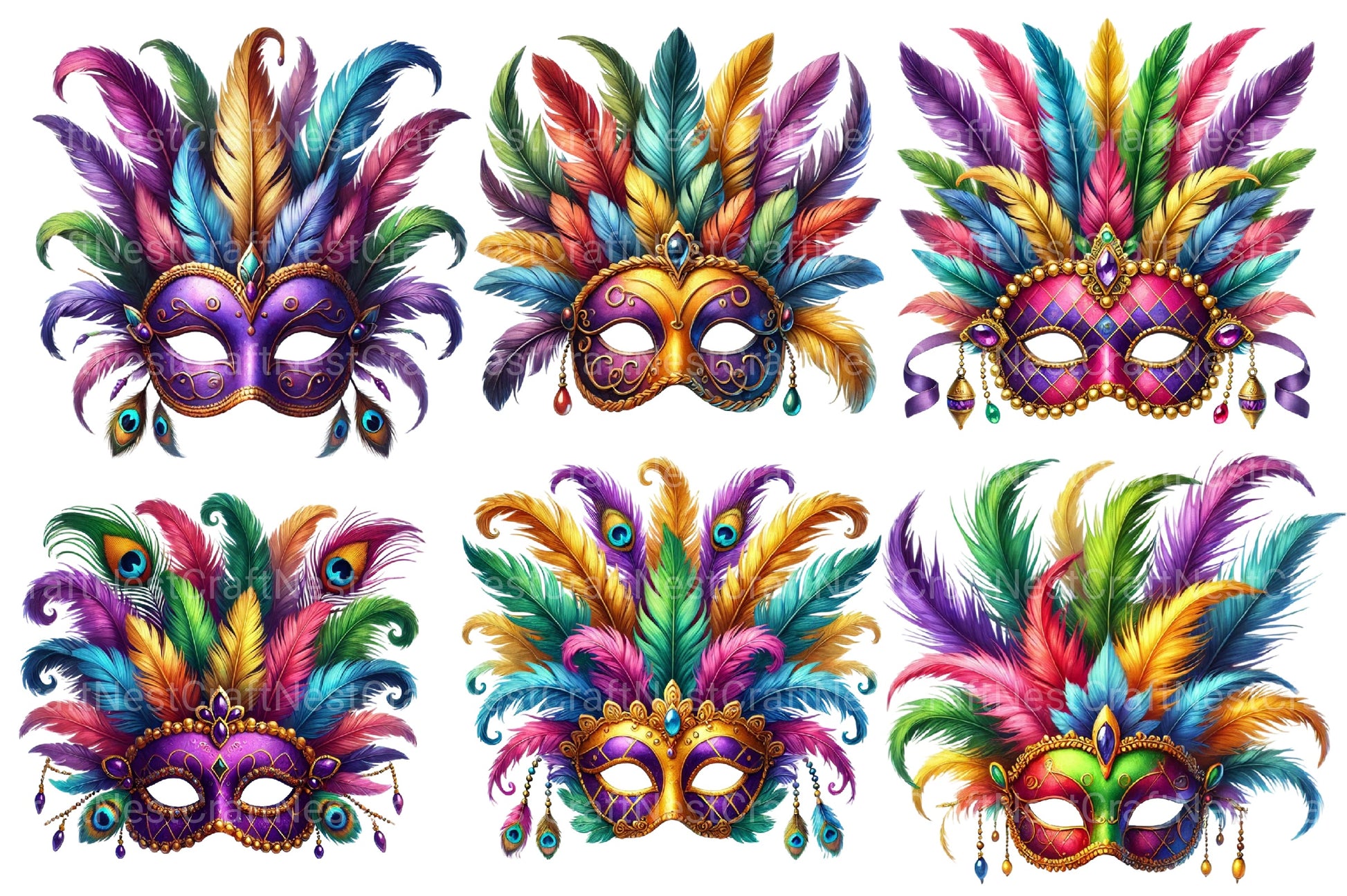 Mardi Gras Mask Clipart Bundle - CraftNest - Digital Crafting and Art