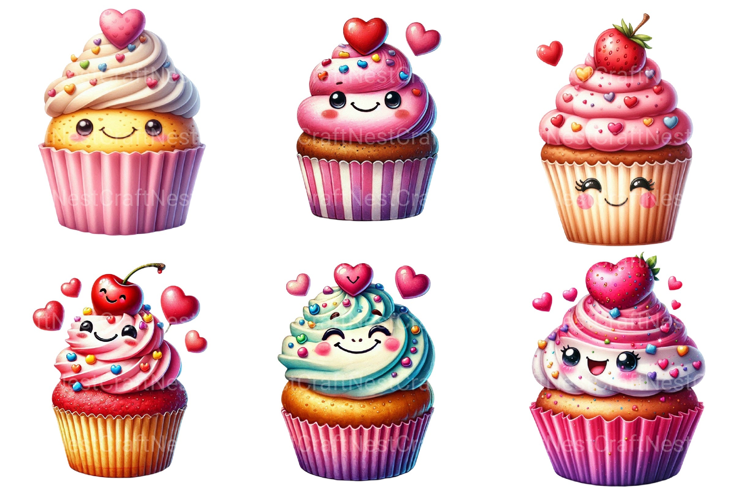 Valentine's Day Cupcakes Clipart Bundle 2 - CraftNest - Digital Crafting and Art