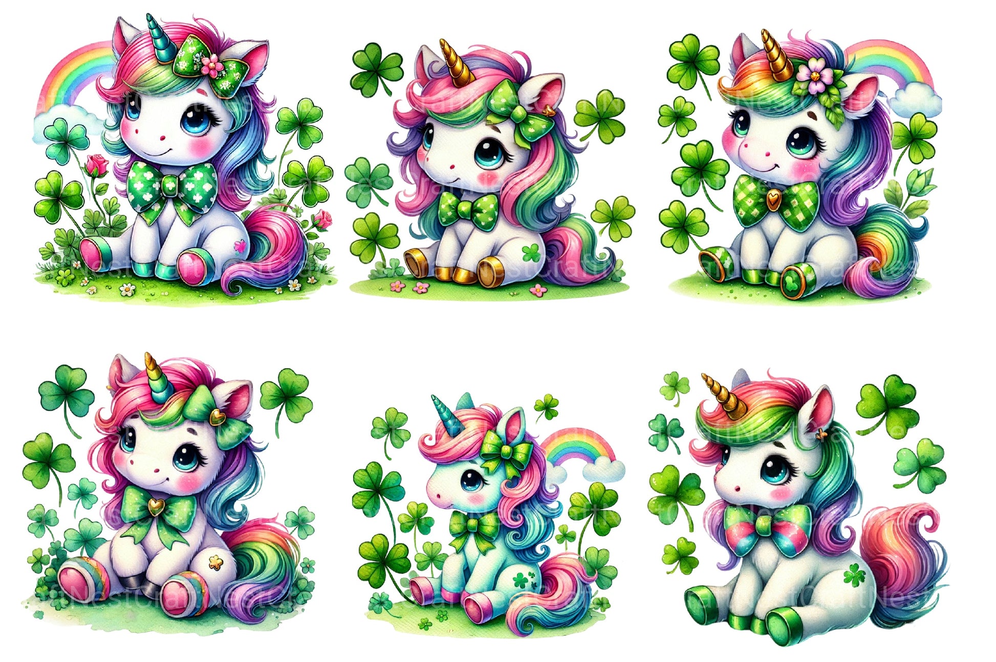 St Patrick's Day Cute Unicorn's Clipart Bundle - CraftNest - Digital Crafting and Art