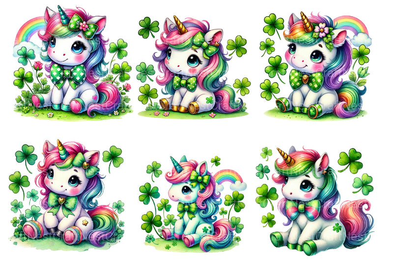 St Patrick's Day Cute Unicorn's Clipart Bundle - CraftNest - Digital Crafting and Art