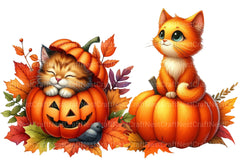 Autumn Cat Clipart Bundle 2 - CraftNest - Digital Crafting and Art
