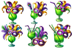 Mardi Gras Cocktail Glass Clipart Bundle - CraftNest - Digital Crafting and Art