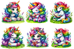 Unicorn Reading A Book Clipart Bundle - CraftNest - Digital Crafting and Art