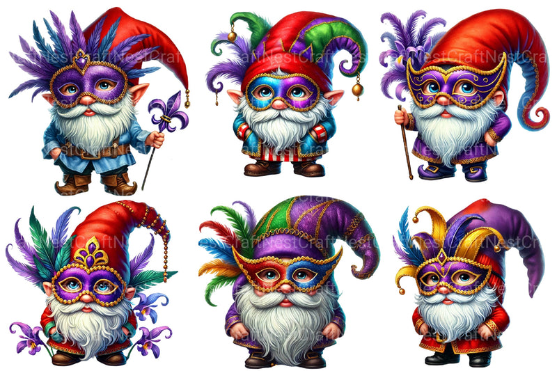 Mardi Gras Gnomes Clipart Bundle 2 - CraftNest - Digital Crafting and Art