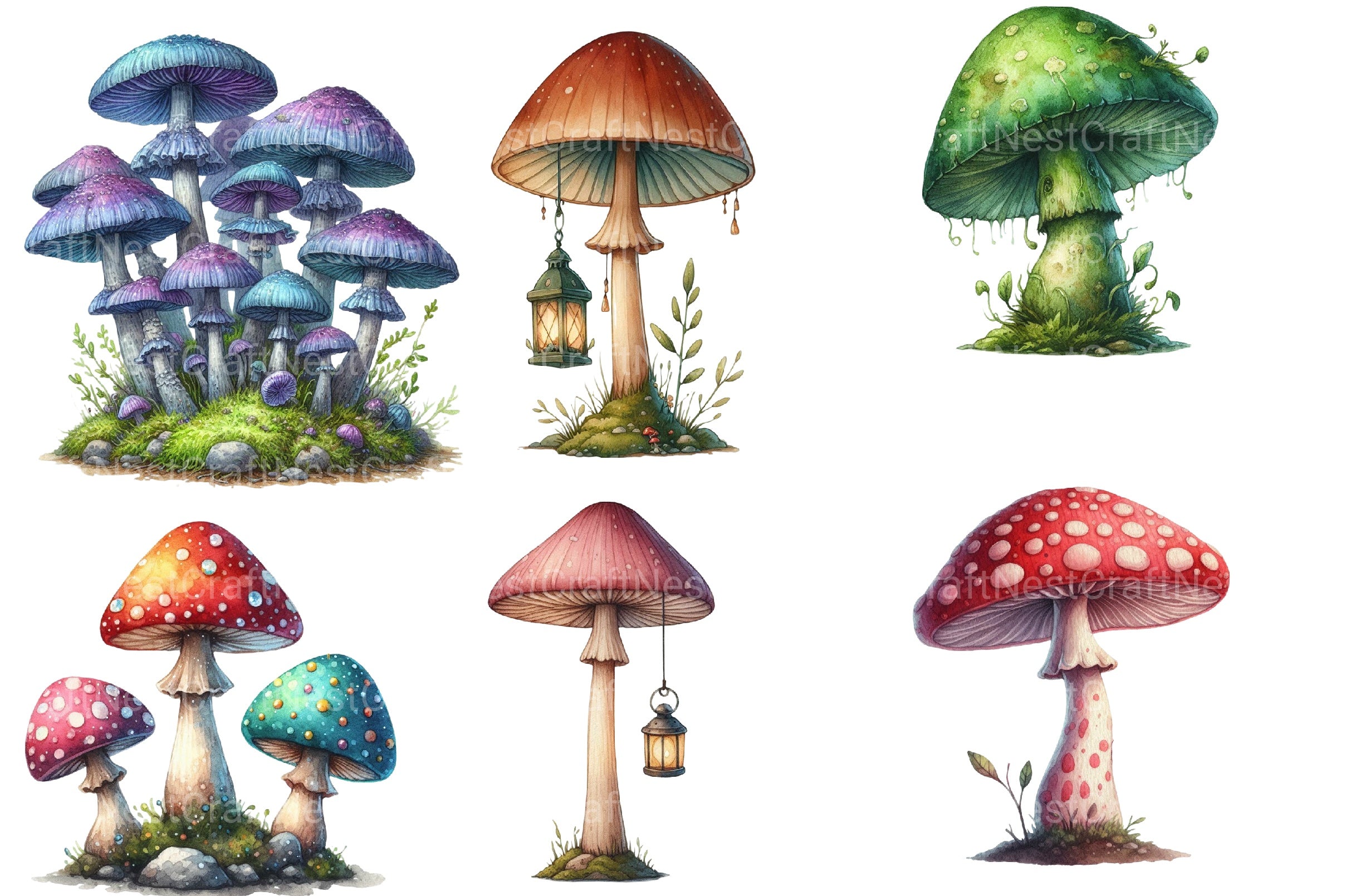 Vintage Magic Mushrooms Clipart Bundle - CraftNest - Digital Crafting and Art