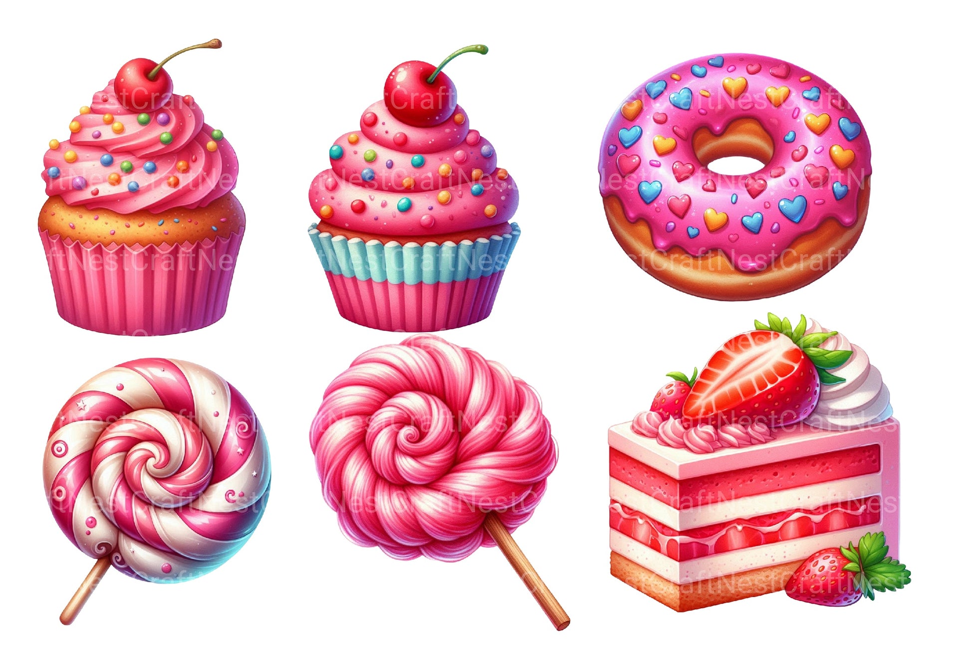 Pink Sweets Clipart Bundle - CraftNest - Digital Crafting and Art