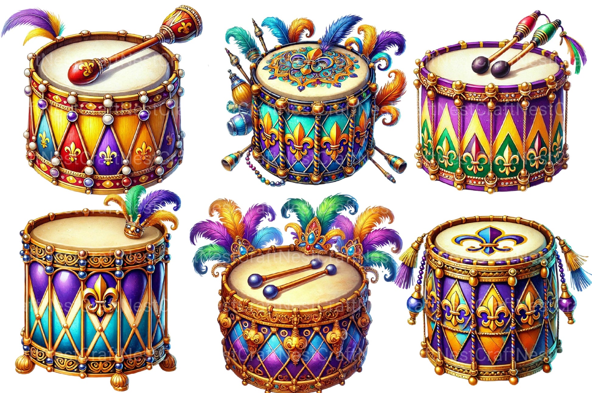 Mardi Gras Drum Clipart Bundle 2 - CraftNest - Digital Crafting and Art