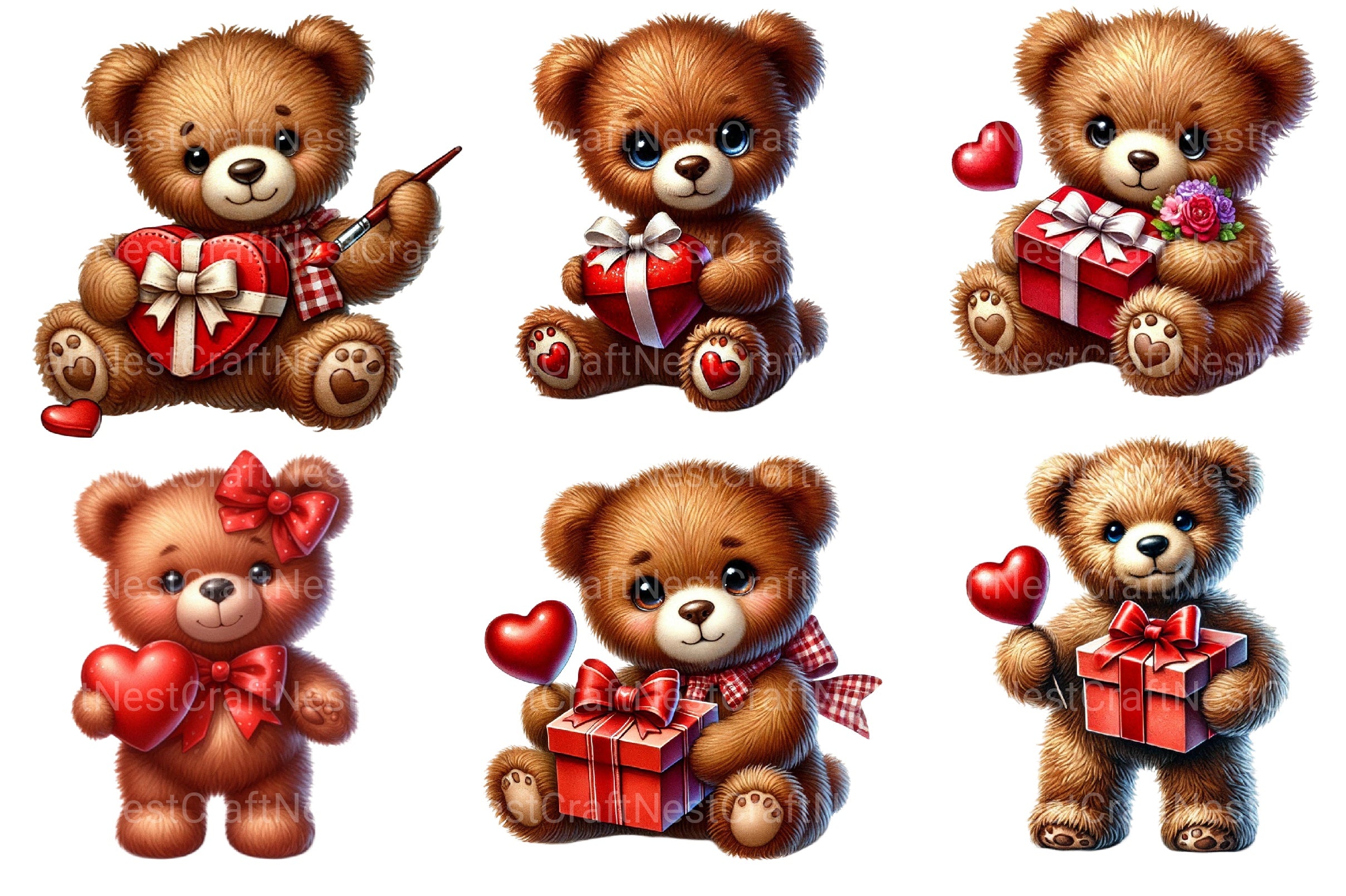 Valentines Teddy Bear Clipart Bundle - CraftNest - Digital Crafting and Art