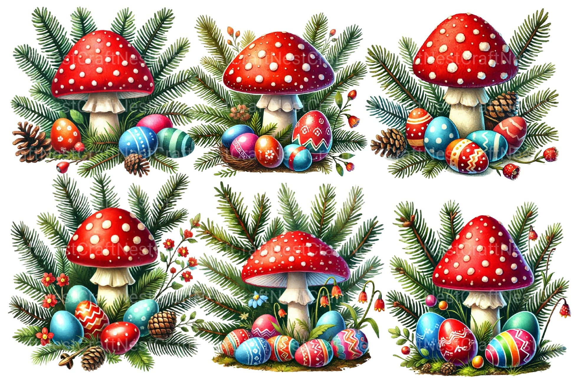 Easter Mushroom Clipart Bundle - CraftNest - Digital Crafting and Art